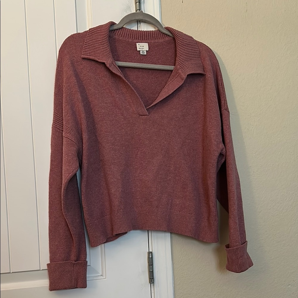 Women's A New Day Pink Collared Sweater Top